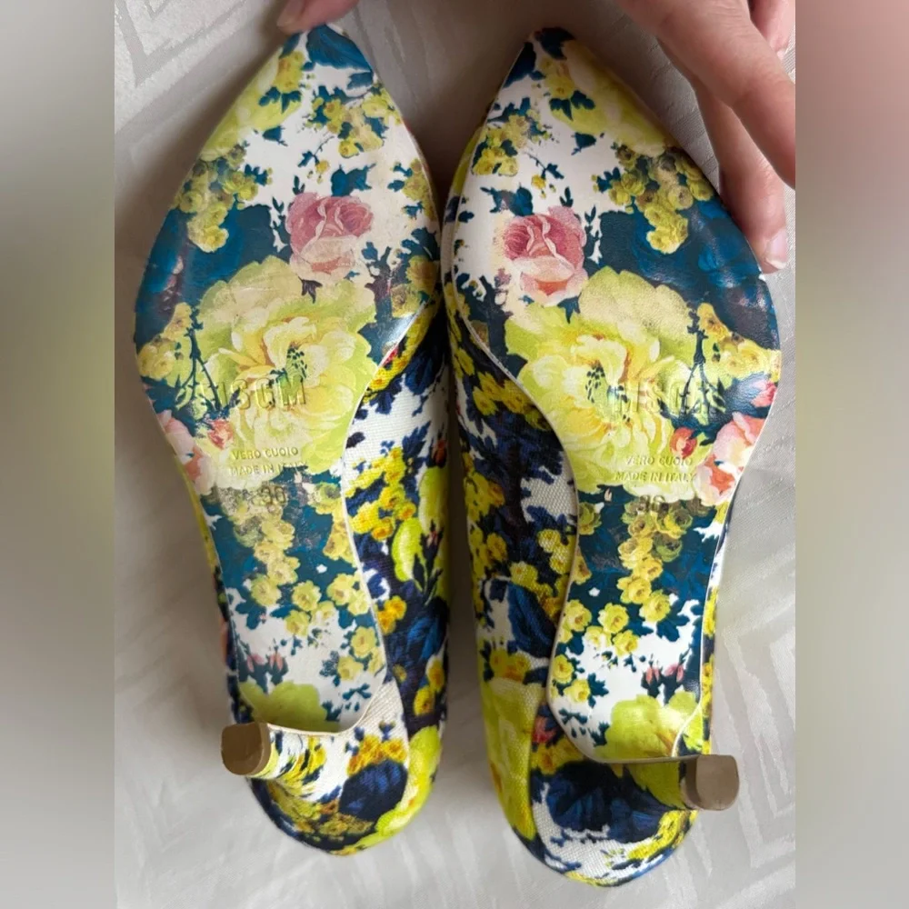 MSGM Designer Size European 36 Floral Print Women's Heels Shoes Italy Colorful